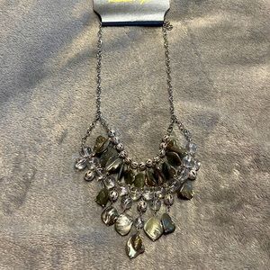 Grey and silver double lower strand necklace